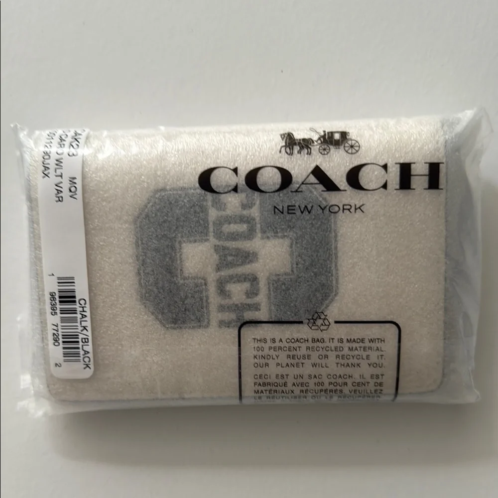 Coach Id Card Wallet With Varsity Motif- Off White